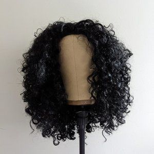 Black curly lace front synthetic wig